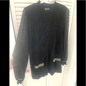 Chic tunic with sheer sleeves and jewel decoration